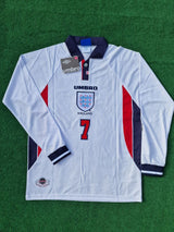 David Beckham England 1998 World Cup Long Sleeves Retro Jersey