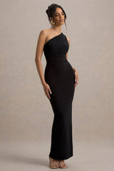 Venetia | Black One-Shoulder Tie-Back Maxi Dress