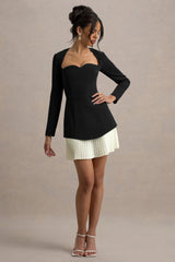 Lysette | Black Sweetheart Long-Sleeve Mini Dress