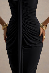 Ali | Black Sweetheart Ruched Wrap Maxi Dress