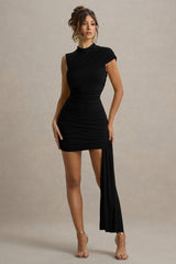 Nocturnal | Black Ruched Mini Dress With Sash