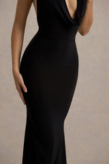 Milani | Black Backless Cowl Neck Fishtail Maxi Dress