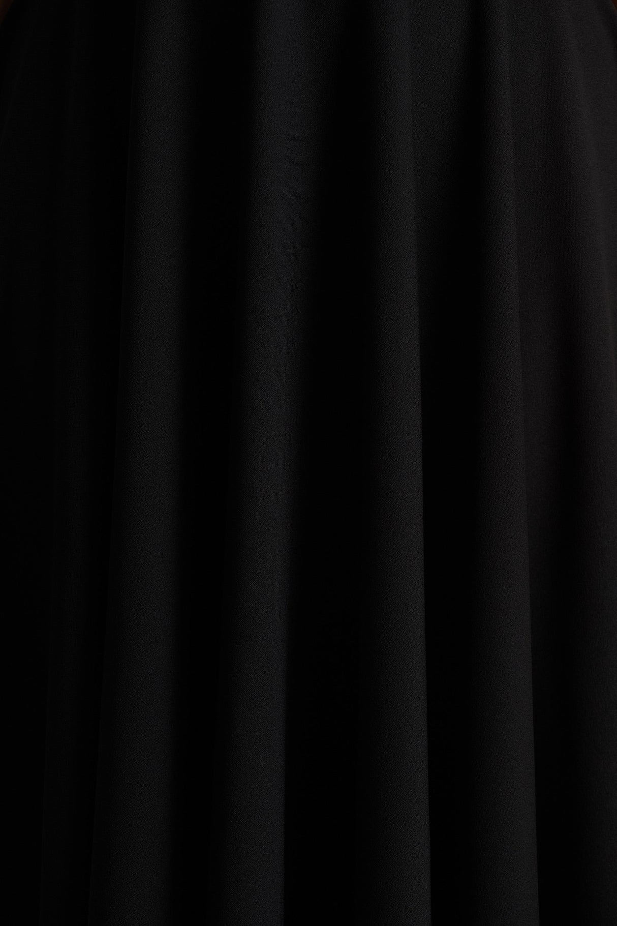 Vicky | Black High Neck Midi Dress With Puff Sleeves