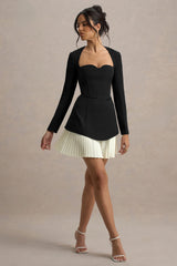 Lysette | Black Sweetheart Long-Sleeve Mini Dress
