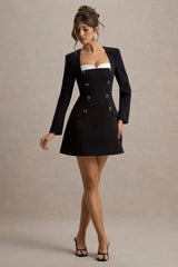 Sammie | Black & White Tailored Long-Sleeve Mini Dress