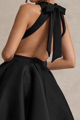 Waverly | Black Racer-Neck Sleeveless Skater Mini Dress